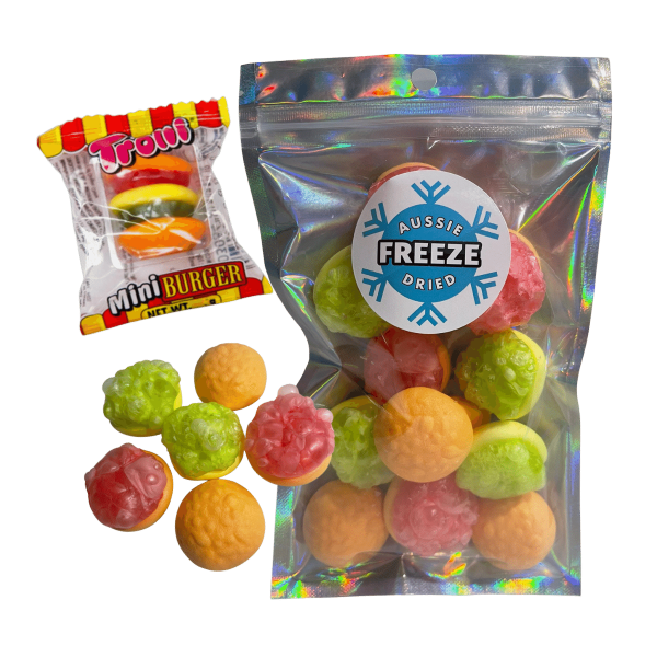 freeze dried gummi mini burgers