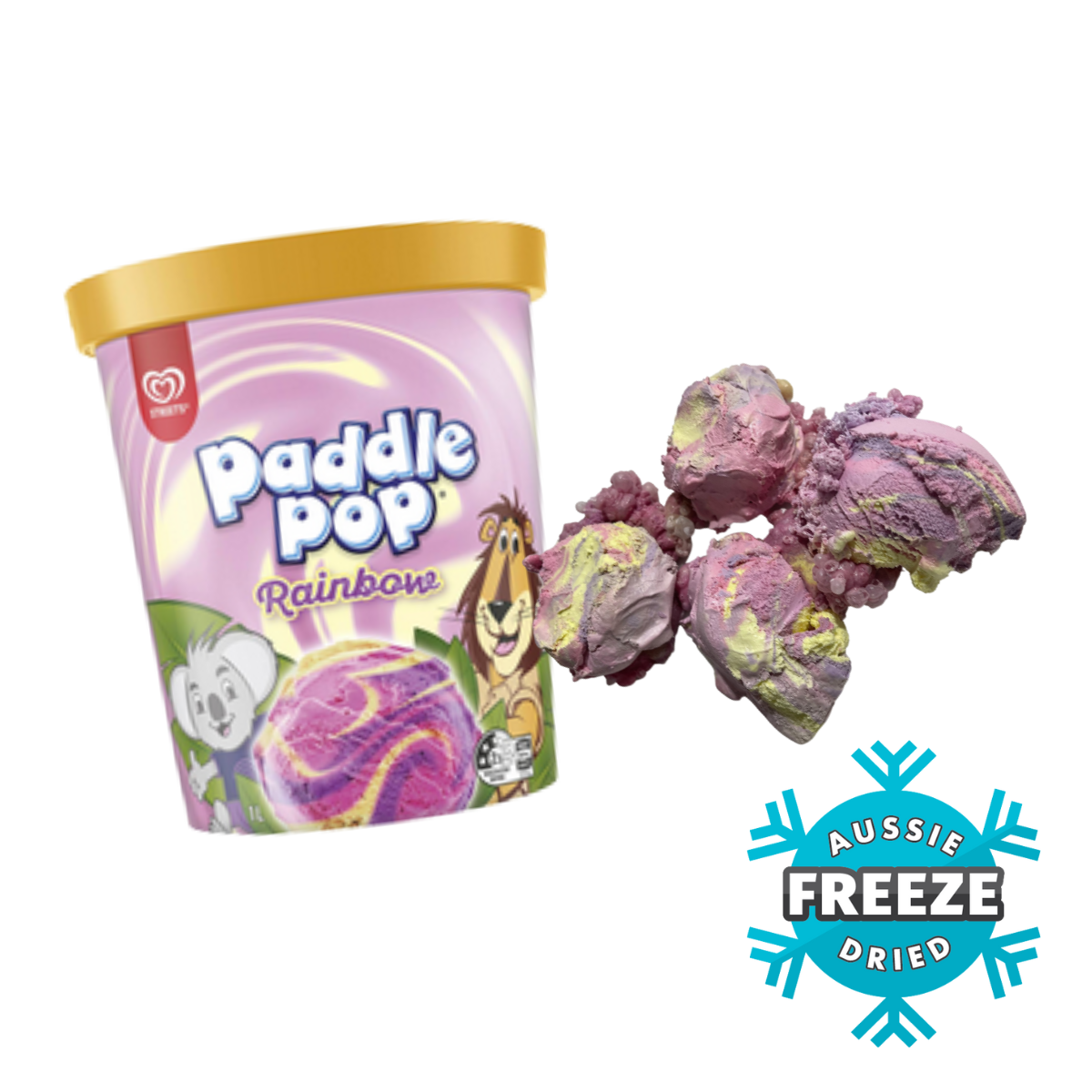 freeze dried rainbow paddlepop ice cream scoops